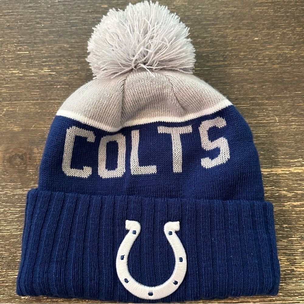 NFL New Era Indianapolis Colts Sport Knit Beanie Pom Pom Cuffed Hat Winter OS